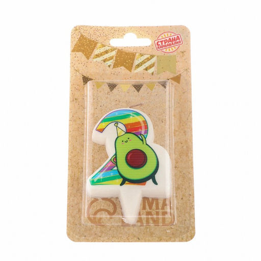 Свеча в торт Авокадо, цифра 2, 6,5 см - Страна карнавалия фото 4