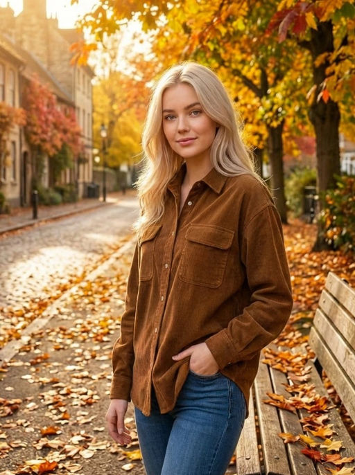 K13307 Джинсовая рубашка КОРИЧНЕВЫЙ