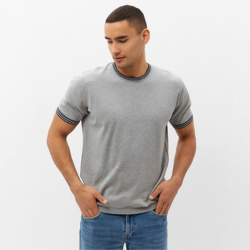 Джемпер мужской короткий рукав MINAKU REGULAR FIT: серый меланж, р-р 46