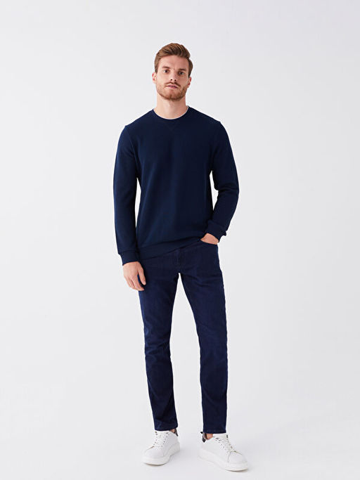 Bisiklet Yaka Uzun Kollu Erkek Sweatshirt