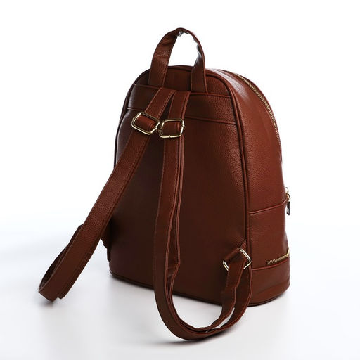 Рюкзак женский на молнии, с карманом, размер 27×13.5×33 см, коричневый