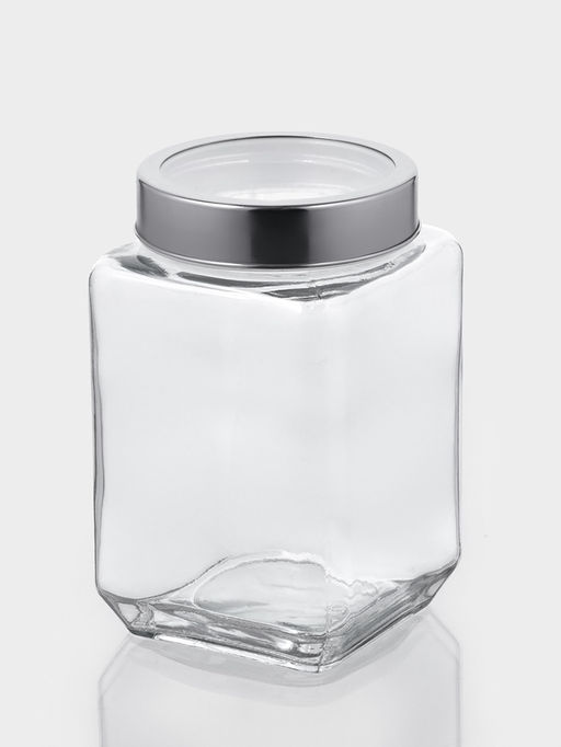 Банка для сыпучих Доляна «Призма», 750 мл, 9×14.5 см, с металлической крышкой, стекло, прозрачная