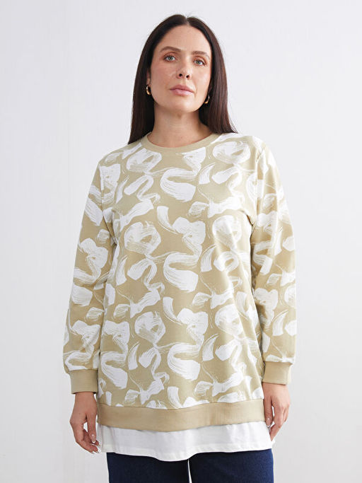 Desenli Oversize Kad?n Sweatshirt Tunik