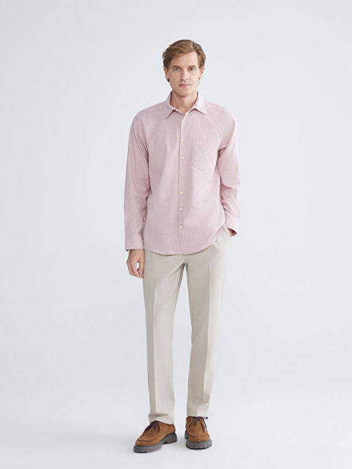 Regular Fit Uzun Kollu ?izgili Poplin Erkek G?mlek