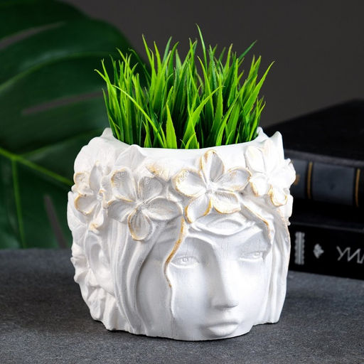 Декоративное кашпо для цветов Вера, 300 мл, 11?11?10 см, гипс, белое - Хорошие сувениры фото 4