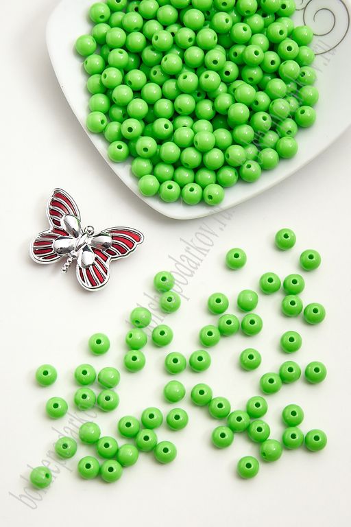 Бусинки пластиковые 8 мм*500 гр (SF-2508) салатовый №23