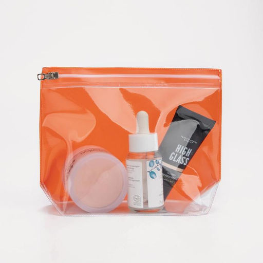 Цена за 3 шт. Косметичка для бассейна с застёжкая зип-лок, без рисунка, прозрачная/оранжевая - Simaland фото 4