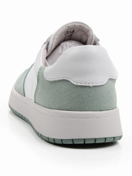 03-C933-7K WHITE/GREEN Кеды кожаные женские (натуральная кожа, натуральная замша)