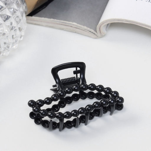 Цена за 6 шт. Крабик для волос «Иви», лист, 5 см, чёрный