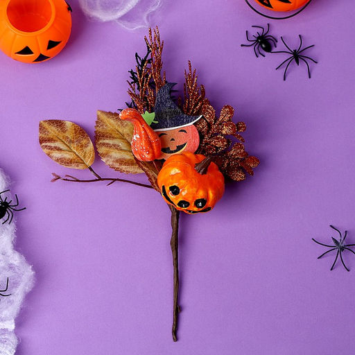 Декор на палочке «Хэллоуинская тыква», 7×16×27 см, с фигурками