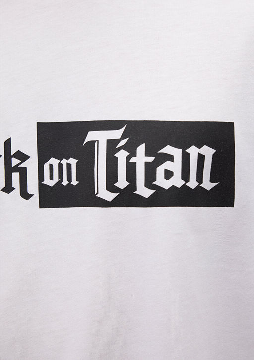 Attack On Titan Bask?l? Beyaz Tisort - Mavi фото 6