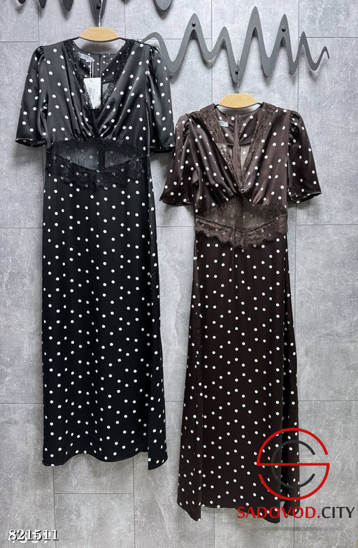 Платье в горошек с вставками из кружева - Bruno фото 3