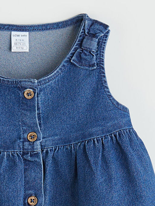 Bisiklet Yaka K?z Bebek Jean Elbise
