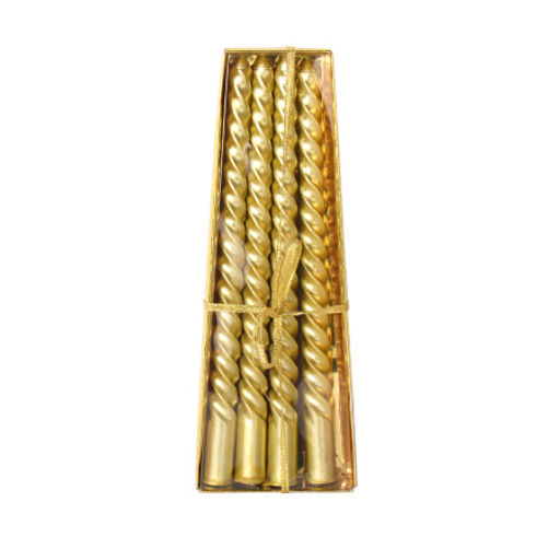 Свеча стержень 4 штуки 20 см витая глянец / MG-101 /уп 144/ золотая - ГалеонТрейд фото 3