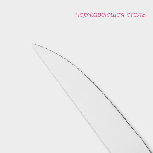 Набор ножей для стейка из нержавеющей стали Доляна, h=23.5 см, толщина ручки 4 мм, 3 шт., серебристый