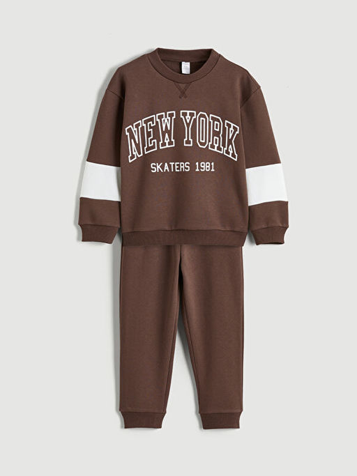 Bask?l? Erkek ?ocuk Sweatshirt ve E?ofman Alt?