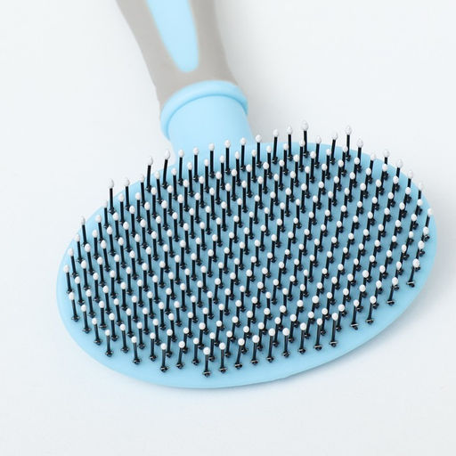 Пуходерка пластиковая мягкая с закругленными зубьями, средняя, 9,5 х 16,5 см, голубая - Пижон фото 2