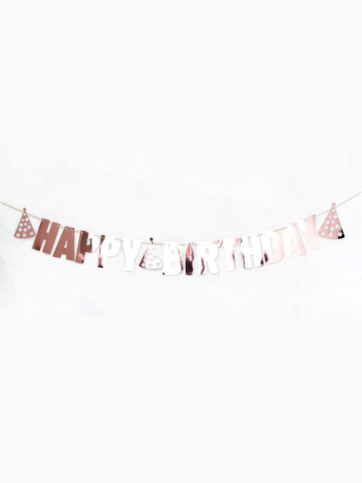 Цена за 2 шт. Гирлянда на ленте «Happy Birthday», розовое золото