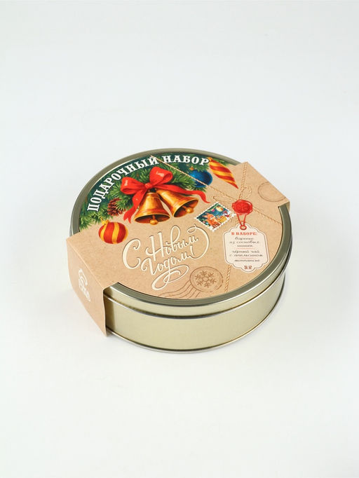 Подарочный набор в железной банке чай, монпансье, варенье, открытка «Советский подарок»