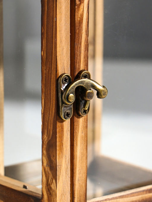 Деревянный подсвечник на 1 свечу «Фонарь», серо-коричневый, 11.5×11.5×22.5 см