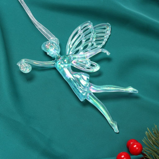 Цена за 2 шт. Ёлочная игрушка Зимнее волшебство. Фея с шариком, 1211.5 см, голубой перелив фото 3