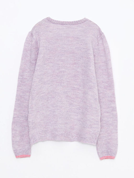 Bisiklet Yaka Desenli Uzun Kollu K?z ?ocuk Triko Kazak - Waikiki фото 2