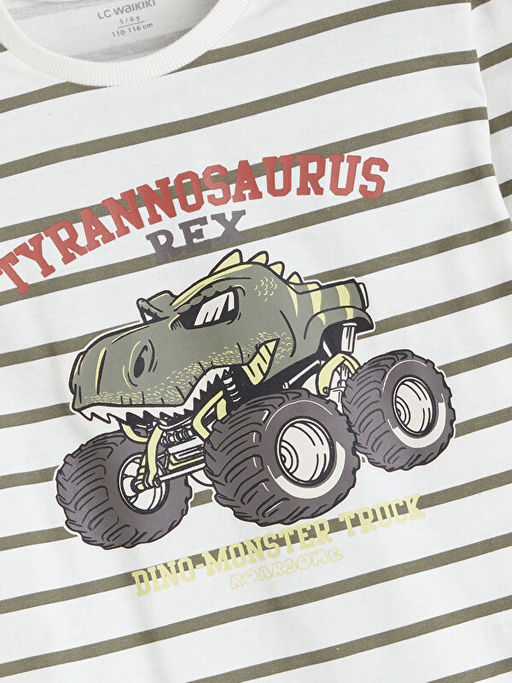 Bisiklet Yaka Bask?l? Erkek ?ocuk Sweatshirt ve E?ofman Alt 2li