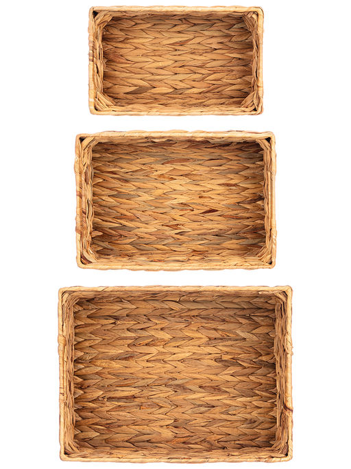 Набор 3 плетеных корзин 27*17*12,5 см, 31*21*14,5 см, 36*27*16,5 см, водный гиацинт