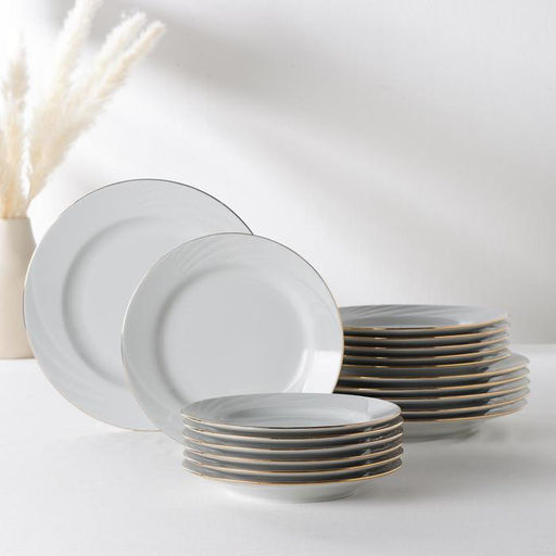 Сервиз столовый Добрушский завод «Голубка», 18 предметов: d=17.5 см, d=20 см, d=24 см, фарфор, белый