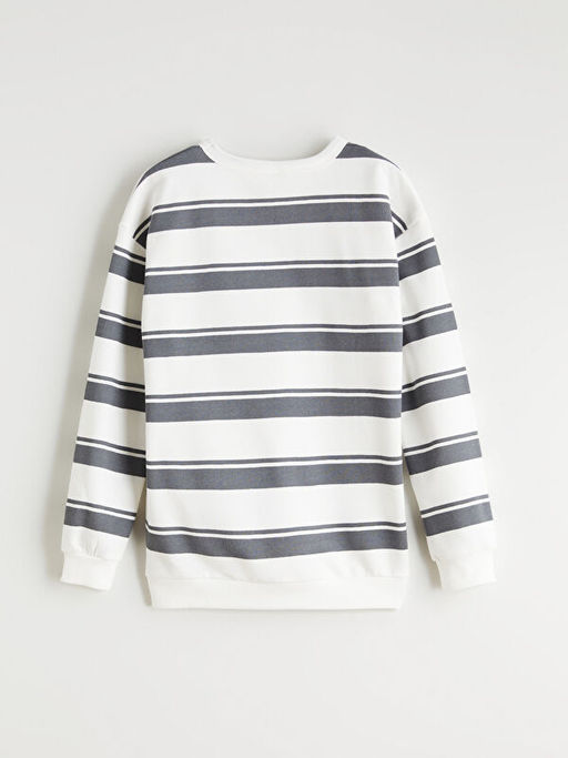 Bisiklet Yaka ?izgili Erkek ?ocuk Sweatshirt