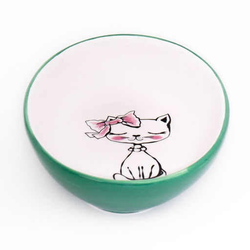 Блюдце керамическое Милая киса 200 мл 15.711.33.8 см, зеленая/белая - Пижон фото 6