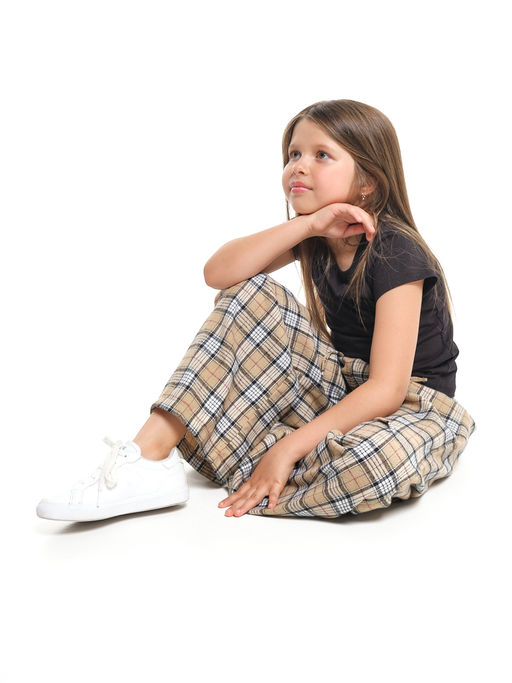 Брюки палаццо спортивные штаны для девочки одежда в клетку UD 7875(5161) кофе/беж клетка - Mini maxi фото 10