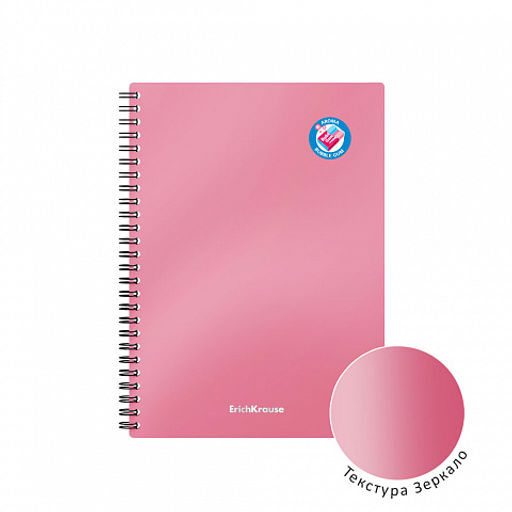 Цена за 4 шт. Тетрадь общая с пластиковой обложкой на спирали ErichKrause Bubble Gum, розовый, А5, 80 листов, клетка  фото 3