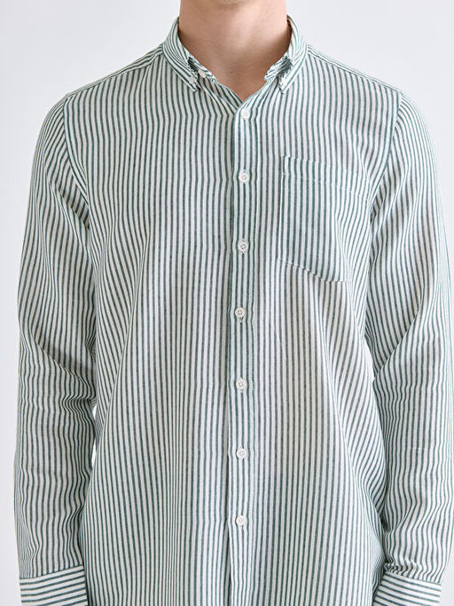 Regular Fit Uzun Kollu ?izgili Erkek G?mlek