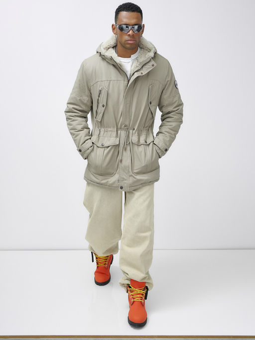 Парка мужская зимняя удлиненная с мехом бежевого цвета 2606B - Mtforce фото 12