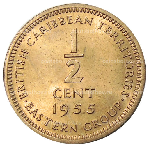 1/2 цента 1955 года Британские Восточные Карибы