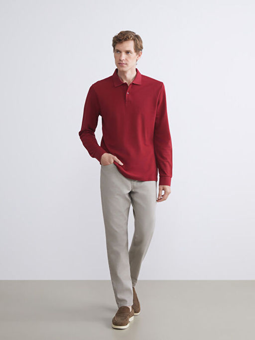 Polo Yaka Uzun Kollu Pike Erkek Ti??rt