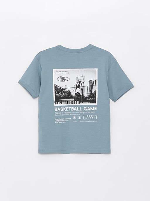 Bisiklet Yaka Bask?l? K?sa Kollu Erkek ?ocuk Ti??rt - Waikiki фото 2