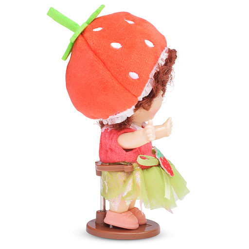 Виниловая кукла Baby Cute Flower с подставкой, 10 см "Клубника"