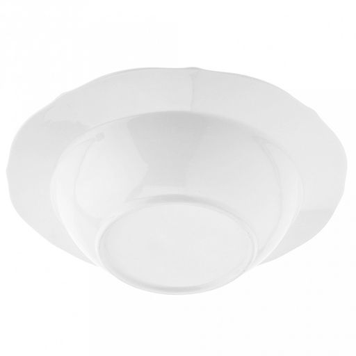 "Совершенство" Миска фарфоровая д204мм h52мм, 570мл, белый, рельефный декор, волнистый край (Китай)