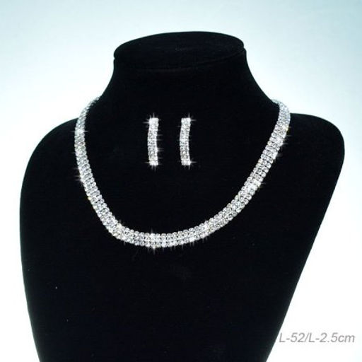 Колье со стразами и серьги гвоздики 2,5 см / 6921 /уп 24/серебро - Галеонтрейд фото 3