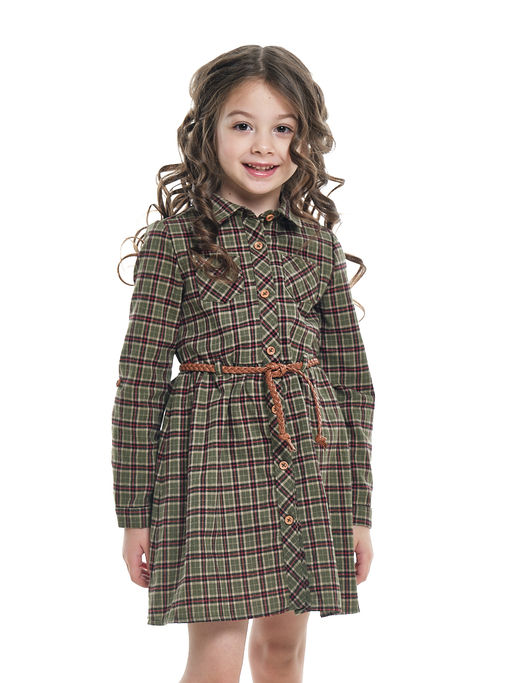 Платье на пуговицах в клетку UD 6846 хаки клетка - Mini maxi фото 3