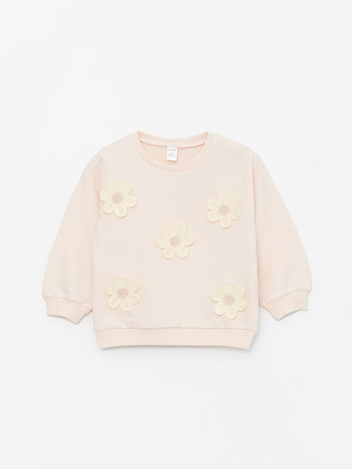 Bisiklet Yaka ?i?ekli Desenli K?z Bebek Sweatshirt - Waikiki фото 3