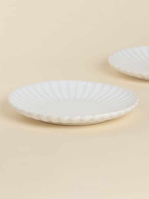 Тарелки десертные SL Home «Нимфея», набор 2 шт., d=20 см, керамика, тёплый белый