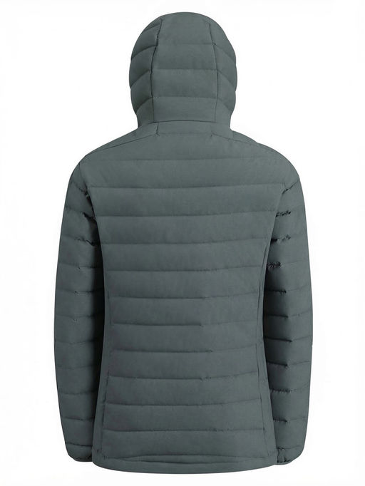 Куртка женская стёганая с капюшоном с графеновой подкладкой цвета хаки 9624_1Kh