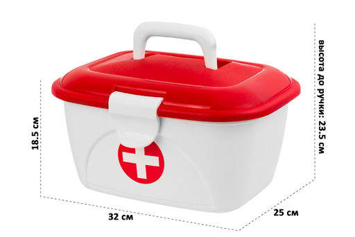 Контейнер 32*25*18,5 см Аптечка с крышкой с 2-мя защелками +вкладыш (бело-красн)(650) - Elan gallery фото 9