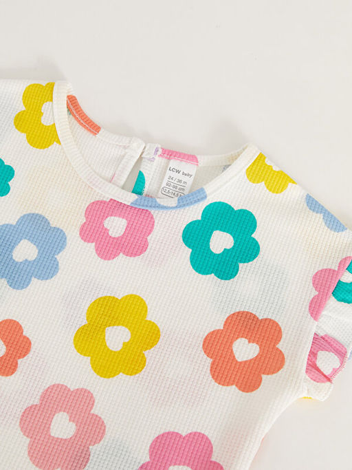 Bisiklet Yaka ?i?ek Desenli K?z Bebek Ti??rt - Waikiki фото 2