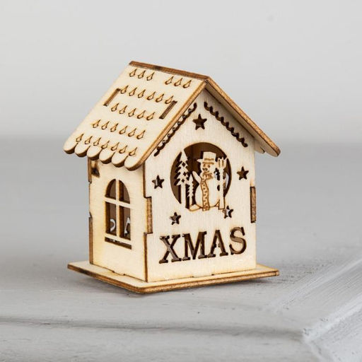 Ёлочная игрушка Домик со снеговиком, 6х4.5х4.5 см, от батареек, свечение тёплое белое - Luazon lighting фото 2