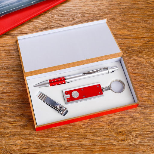 Набор подарочный 3в1 (ручка, кусачки, фонарик красный) - Simaland фото 2