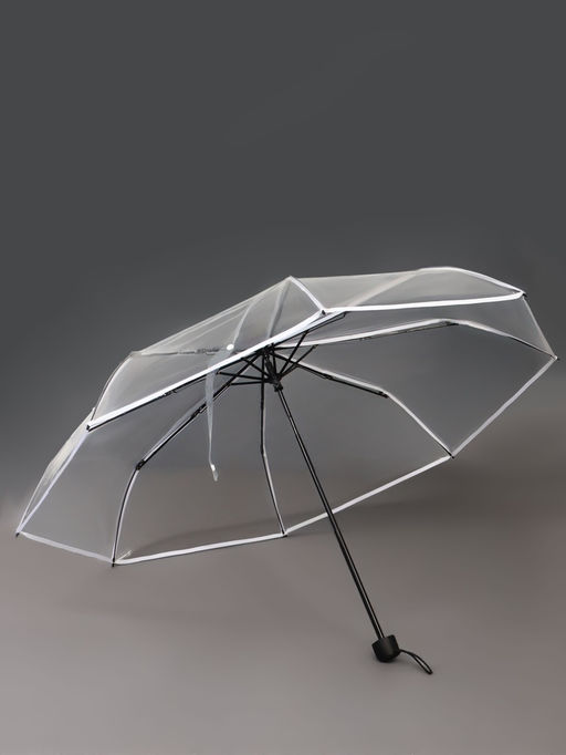 Зонт механический «Однотонный», 3 сложения, 8 спиц, R=48/53 см, d=96 см, прозрачный, белый